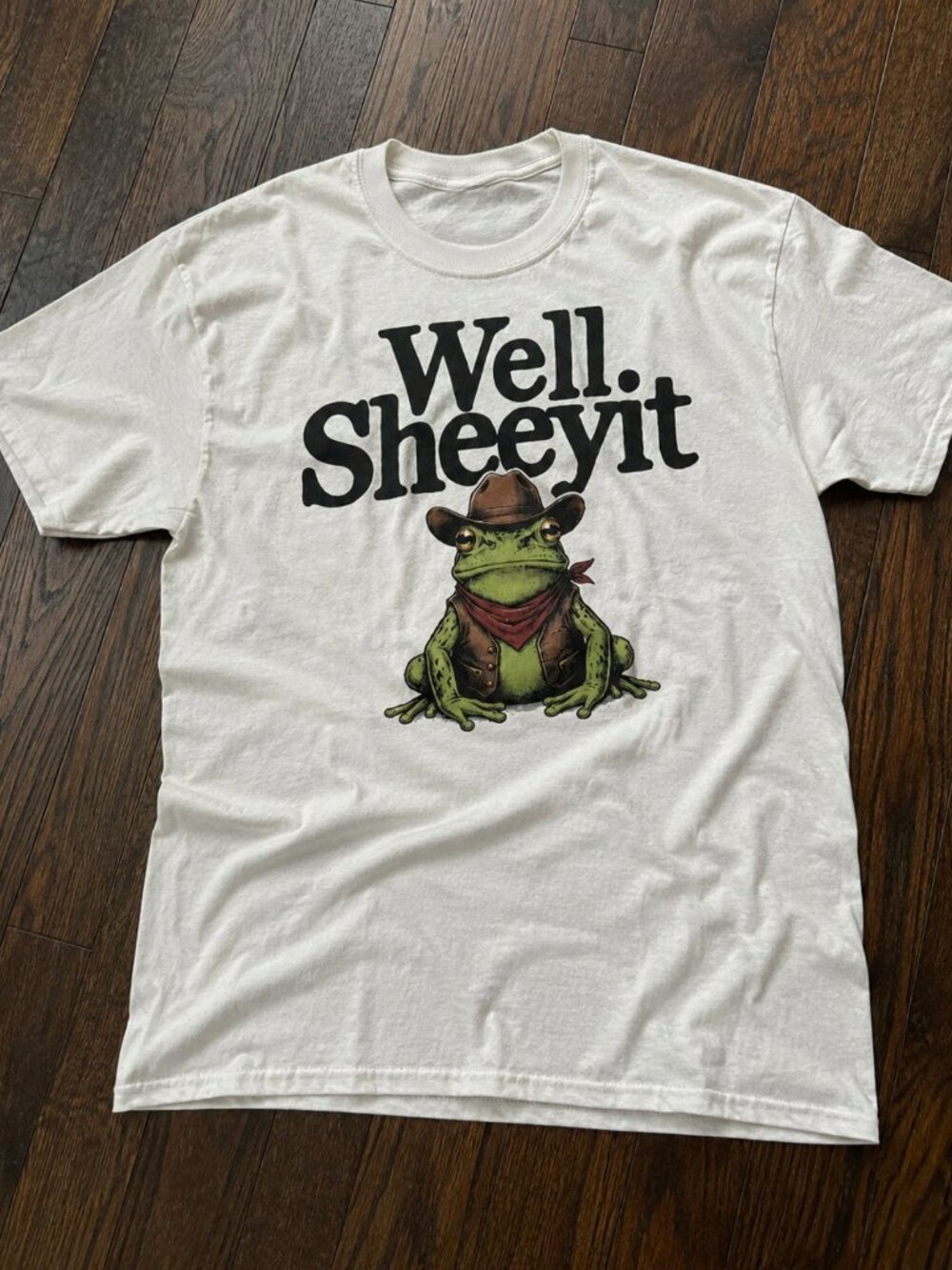 Well Sheeyit Cowboy Frog Funny Graphic Tee Cream